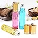 ESARORA Essential Oil Roller Bottles, 24 Pack 12 Color 10 ml Glass Roller Bottles with Stainless Steel Roller Balls and Golden Hanging Lids(3 Dropper, 6 Extra Roller Balls, 2 Bottle Opener Included)
