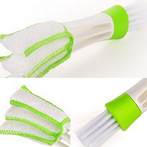 Car Air Outlet Duster, Mini Double-End Car Auto Kit Air Outlet Cleaning Brush, Automotive Air Conditioner Cleaner and Brush, Dust Collector Cleaning Tool for Keyboard Window Leaves Blinds Shutter ( 16.54cm,Green) - Thumbnail 7