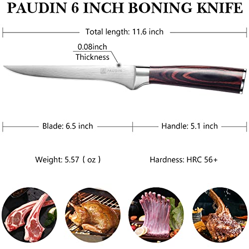 PAUDIN Boning Knife 6 Inch, Super Sharp Fillet Knife, German High