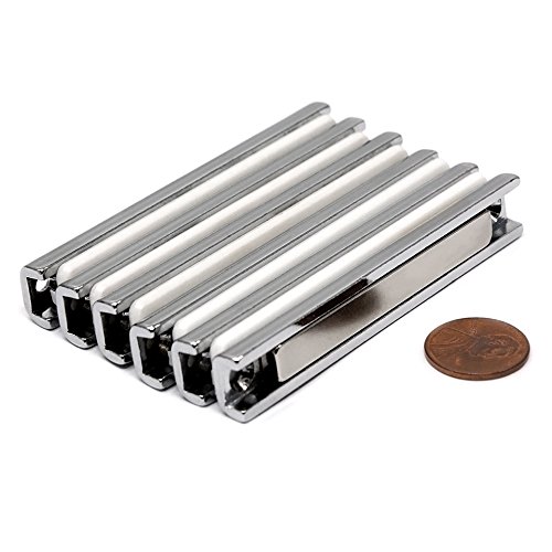 CMS Magnetics Super Strong Neodymium Channel Magnets with Countersunk Holes, 45 LB Holding Power Each for Doors, Cabinets or Gun Mounting Magnets Screws Included 6 Pack