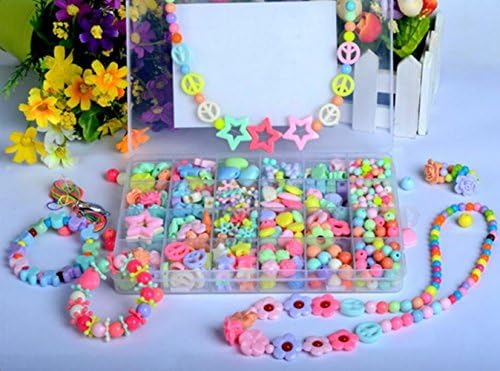 Emorefun Kids Colorful Beads Toy DIY Jewelry Beads for Bracelets Necklace Educational Toy Rectangle Box Color Set of Candy