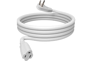 GREATIDE 10 Ft Flat Plug Extension Cord, 16 AWG 3 Prong Grounded White Low Profile Extension Cable for Indoor, UL Listed