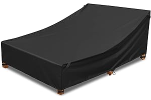 YANGSHILEI Patio Double Wide Chaise Lounge Chair Cover,82 Inch patio furniture covers for Double Lounge Chairs, All Weather Protection Outdoor Waterproof,Anti-UV, Anti-Dust, Anti-Fading (Black)