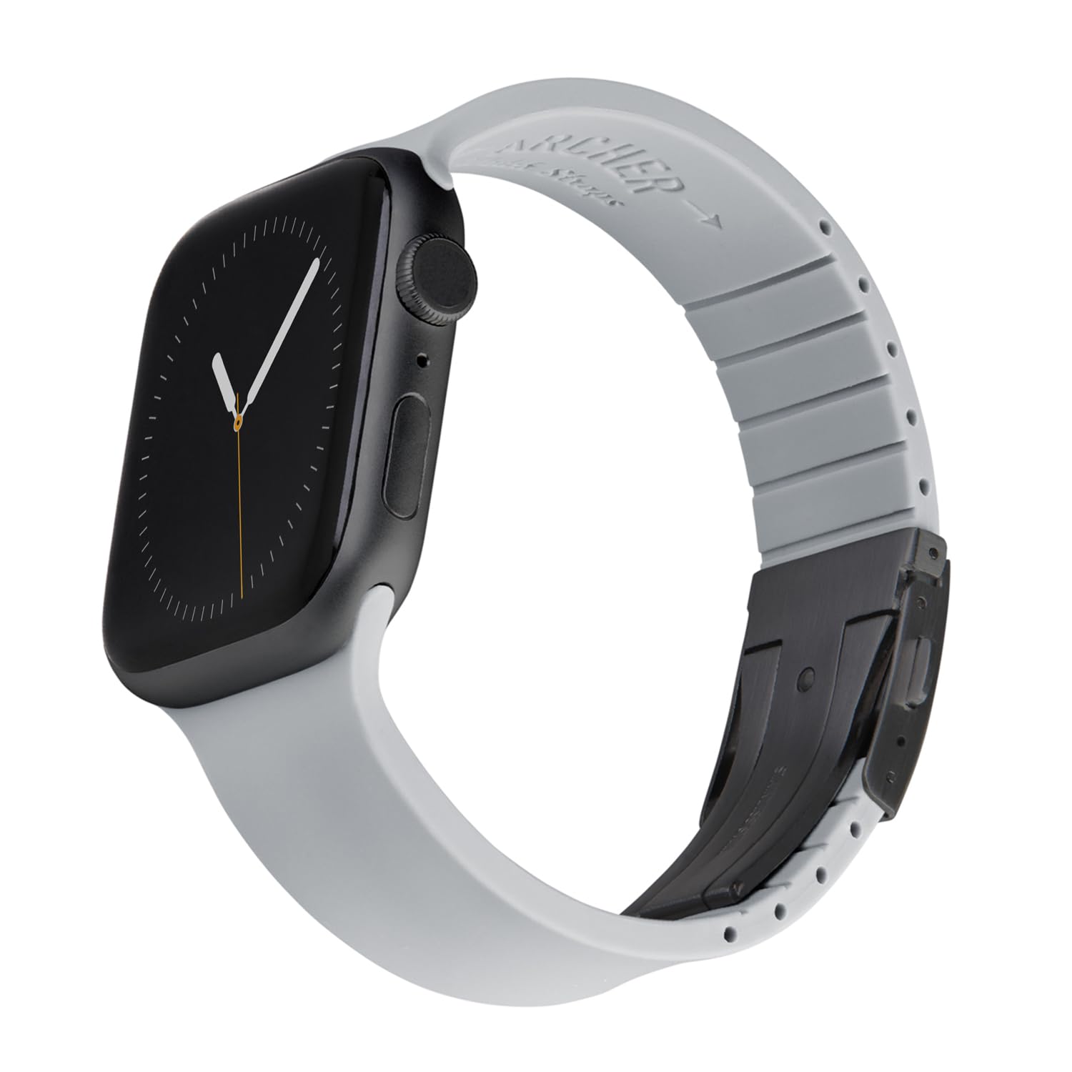Archer Watch Straps - Custom Fit Silicone Straps for Apple Watch (Platinum Gray, Gray Clasp, 44/45/46/49mm) โ image 1