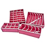 Vanzoe Set of 4 Foldable Drawer Dividers Storage Boxes Closet Organizers Under Bed Organizer for Clothing Shoes Underwear Bra Socks