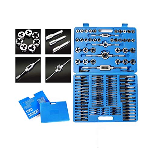 Standard Metric Bearing Steel Tap and Die Rethread Set, 110 Piece