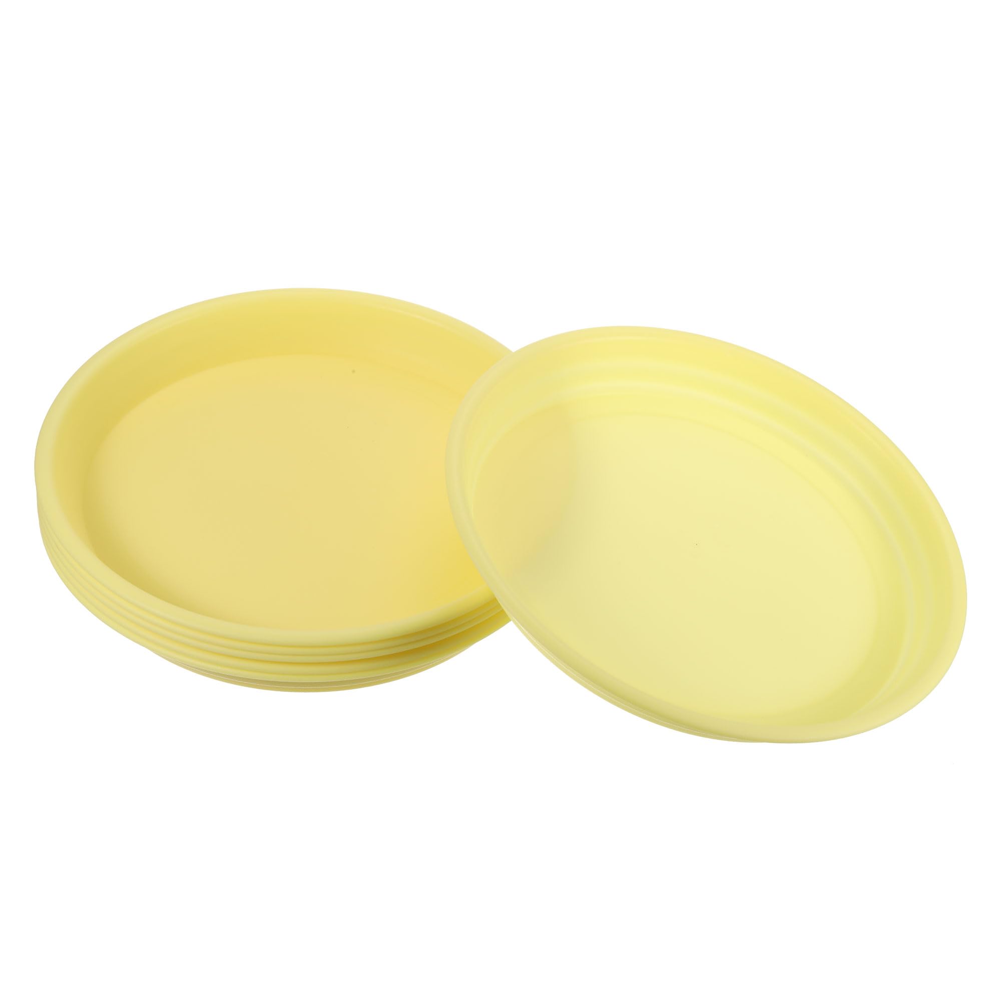 M METERXITY 6 Pack Planter Saucers - Plastic Plant Tray Flowerpot Drip Trays Round Apply to Outdoor/Garden (8.7 Inch/ 22cm, Yellow)