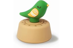 NUOSWEK Cute Bird Timer for Kids, Mechanical Kitchen Timer, Wind Up 60 Minutes Manual Countdown Timer for Classroom, Home, Study and Cooking (Green Bird)