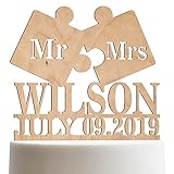 Puzzle Piece Mr Mrs Wedding Cake Topper