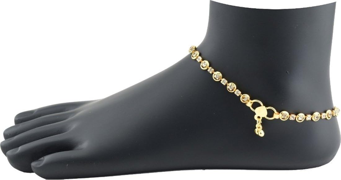 charms diamond studded gold anklet for women/girls