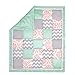 Mint, Coral and Grey Patchwork 4 Piece Baby Crib Bedding Set by The Peanut Shell