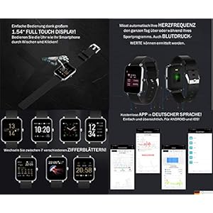 SOUCCESS Orologio da polso con display Full Touch, display da 1,54", IOS/Android, 3 ATM, impermeabile, IP68 - immagine 4