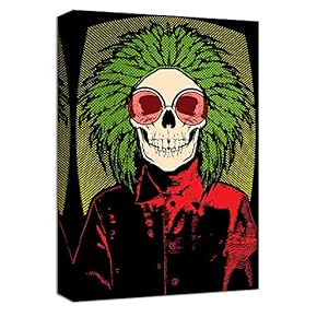 Canvas Wall Art Skull in Fashion Dress Painting Artwork for Home Prints Framed - 12x18 inches
