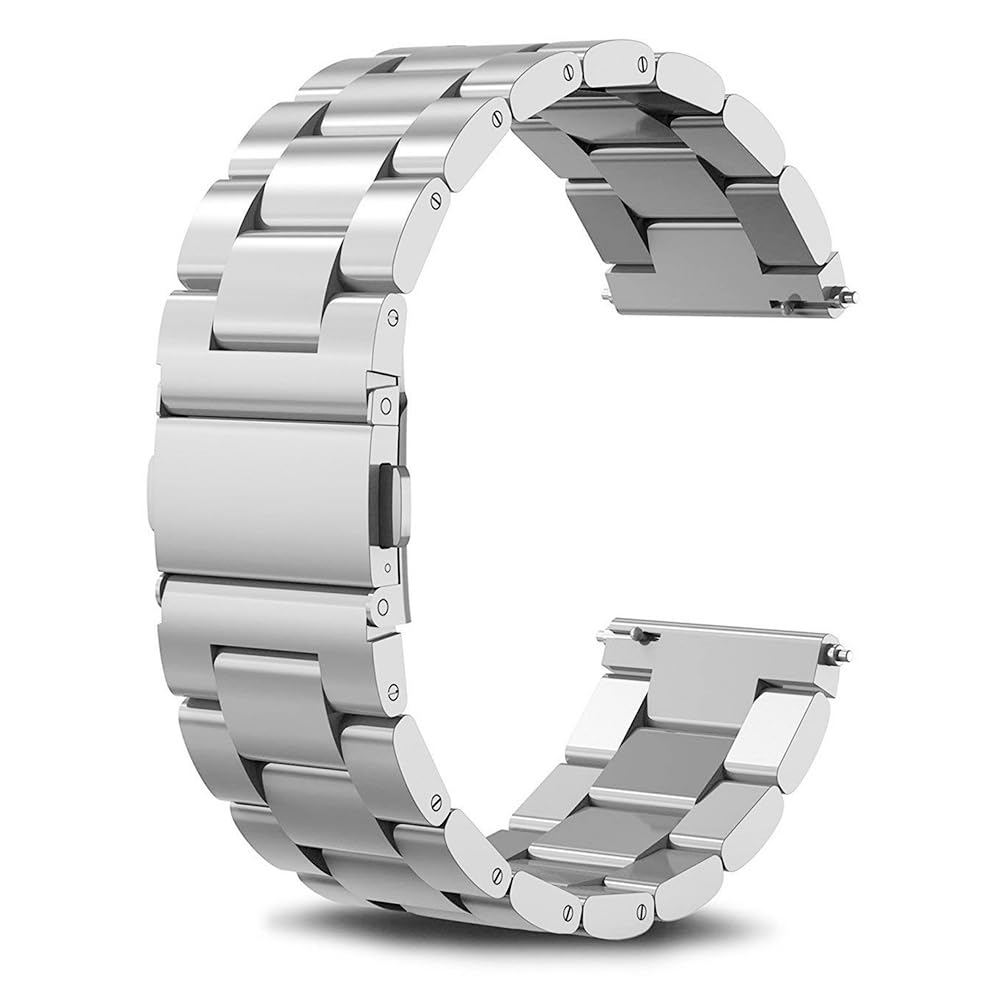 SUNDAREE Compatible with Strap Garmin Vívoactive 4/Venu 2/Forerunner 255/Forerunner 255 Music/Forerunner 265,22MM Stainless Steel Metal Silver Watch Band