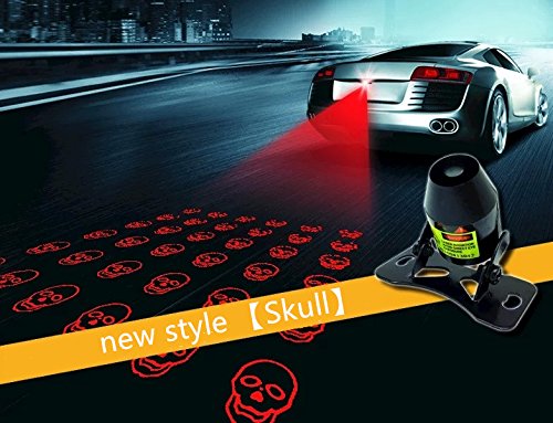 Car Laser Fog Lamp - Universal Auto Rear-end Alarm LED Tail Light for Cars and Motorcycles Brake Parking Anti-Collision Safety Warning Lights (Skull Pattern)