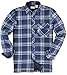 Backpacker Men's Flannel/Quilt Lined Shirt Jacket, Blue/Green, Medium