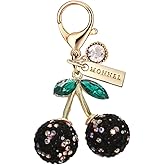MONNEL MC542 Crystal Big 3D Cherry Lobster Clasp Charm for Women with Velvet Bag (Black,1 Piece)