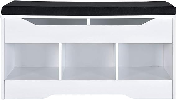 Amazon.com: Amazon Basics - Banco de zapatos clásico con compartimento