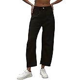 Ladyful Barrel Jeans Vintage Elastic Mid Rise Wide Leg Jeans for Women Trendy Baggy Boyfriend Denim Pants with Pockets