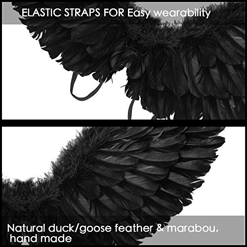 Angel Wings and Halo for Kids Angel Costume Adult Feather Wings(Black