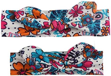 Mommy And Me Headband Set Winter Elastic Baby Girl Hairbands Women Boho Floral Head Wrap (G)