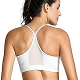 CRZ YOGA Women's Light Support Mesh Yoga Bras with Removable Cups Sports Bra White L