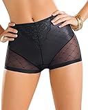 Leonisa Women's Vintage Interlace Control Short Panty, Black, XL