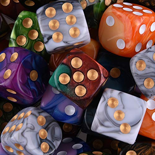 image for AUSTOR 100 Pieces 6 Sided Game Dice Set 10 Two Tone Colors Dice Round 