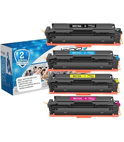 Cartuchos de tóner 206A 206X (con chip) de repuesto compatibles para impresora HP W2110X W2110A Color Pro MFP M283fdw M255dw M283cdw M283 M255 (negro cian amarillo, magenta, 4 unidades