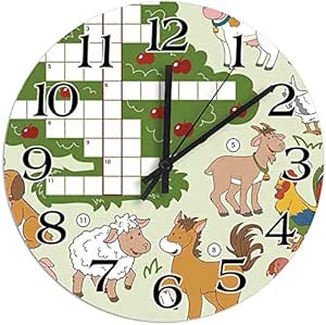 Lplpol Reloj colgante de madera con diseño de dibujos animados