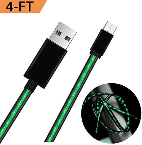 Micro USB LED Charging Cable,Tomoson LED Android Charger Visible Flowing 4ft Micro USB Data Sync Charging Cable Cord for Samsung/Pads/MP3/GPS/Game Console/Bluetooth Headphones Green
