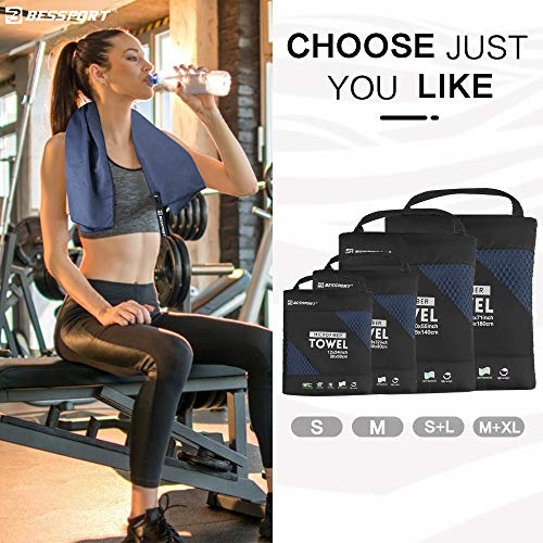 Bessport Microvezel handdoek/4 maten, absorberend, ultralicht, antibacterieel, sneldrogende sporthanddoeken… - Image 8