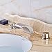 Senlesen Widespread LED Bathroom Waterfall Basin Faucet Dual Handle Bathroom Sink Faucet Brushed Nickel