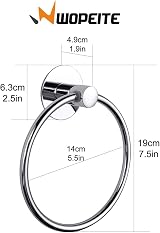 Wopeite Chrome Self Adhesive Towel Ring Stainless Steel 22lb Load view 5