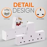 FADII UK 3 Way Plug Adaptor Surge Protector Triple Socket 13A Fuse view 3