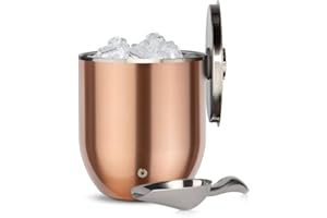 SNOWFOX Plus, Premium Vacuum Insulated Stainless Steel Ice Bucket with Lid/Scoop, Home Bar Accessories, Elegant Bartending Ice Buckets for Parties, Beautiful Outdoor Entertaining Supplies, 3L, Gold