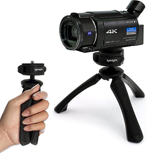 iGadgitz PT310 Black Mini Lightweight Table Top Stand Tripod and Grip Stabilizer for Sony FDR-AX53, FDR-AX33BDI, FDR-AXP33BDI, HDR-CX625 Full HD Compact Camcorders