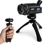 iGadgitz PT310 Black Mini Lightweight Table Top Stand Tripod and Grip Stabilizer for Sony FDR-AX53, FDR-AX33BDI, FDR-AXP33BDI, HDR-CX625 Full HD Compact Camcorders
