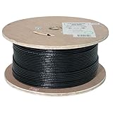Vertical Cable Cat5e, 350 Mhz, UTP, UV Jacket, Outdoor, CMX, 1000ft, Black, Bulk Ethernet Cable, Wooden Spool