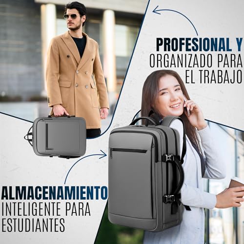 CJSME®️ Waterproof Travel Backpack Cabin Airplane Carry On Luggage with Laptop Compartment + Water Bottle Holder + USB Port / Anti-Theft Travel Suitcase Unisex Multifunction