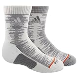 adidas Boys Youth High Quarter Socks (2 Pack), White/Solid Grey Light Onix/Solar Orange, Large