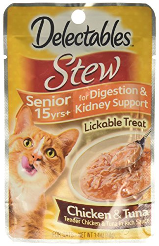 Delectables Stew Lickable Treat for Senior Cats Chicken Tuna (Pack of 4)