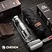 CHEVEN Magic Metal Plate Tea Tumbler & Glass Water Bottle 20oz / Ultra-Clear Borosilicate Glass with Spill-proof stainless Lid / Old Fashion Leather Insulated Thermo Sleeve