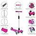 BELEEV Kick Scooter Kids 3 Wheel 4 Adjustable Height Scooter, Lean to Steer with PU LED Light Up Flashing Wheels for Children Age 3-12 Years Old (Pink)