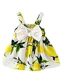 NNJXD Baby Girl Birthday Party Printed Sling Dress for Newborn and Toddler Size 0-6 Months Light Yellow