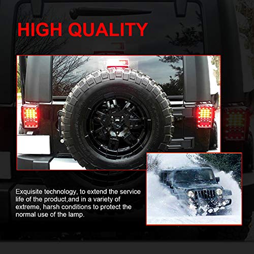 GOHAWKTEQ Smoked LED Tail Brake Lights Lamps for 2007-2017 Jeep Wrangler Brake Reverse Light Rear Back Up Lights G001JP
