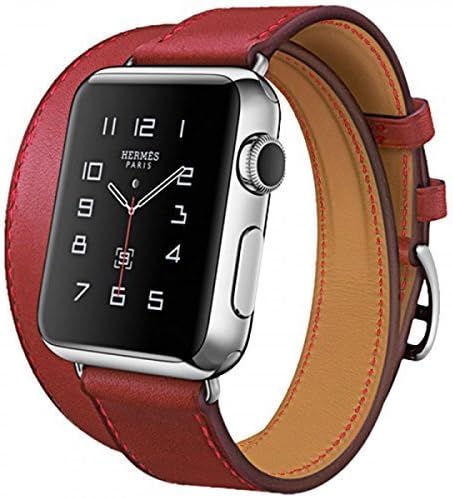 Digi4u HOCO Art Series 3 in 1 Genuine Real Leather Band Strap Bracelet For Apple Watch, Sport, Edition (38mm, Red)