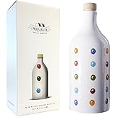 Antico Frantoio Muraglia Intense Fruity Extra Virgin Olive Oil from Apulia | Premium Polyphenol Rich EVOO | Early Harvest First Cold Pressed | DOTS Collectible Handmade Ceramic Bottle with Beautiful Gift Box | 16.9 Fl.oz (500 ml) | Imported from Italy