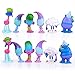 Evursua 12pcs Trolls Toys Poppy Troll Doll Mini Figures Cake Toppers for Kids Party Favor