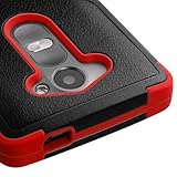LG LEON Case ; Phonelicious (Tm) For LG LEON (C40) LG POWER (L22C) Heavy Duty Rugged Impact Armor Symbiosis Hybrid Dynamic Verge Case Robust Phone Tuff Cover + Premium Clear Screen Protector Combo & PhoneliciousÂ® Stylus Pen (BLACK/RED TUFF)